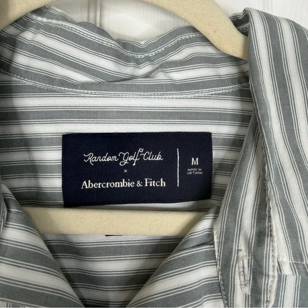 Sz M Random Golf Club x Abercrombie Green Striped Cropped Boxy Shirt NWT $70 - Picture 5 of 10